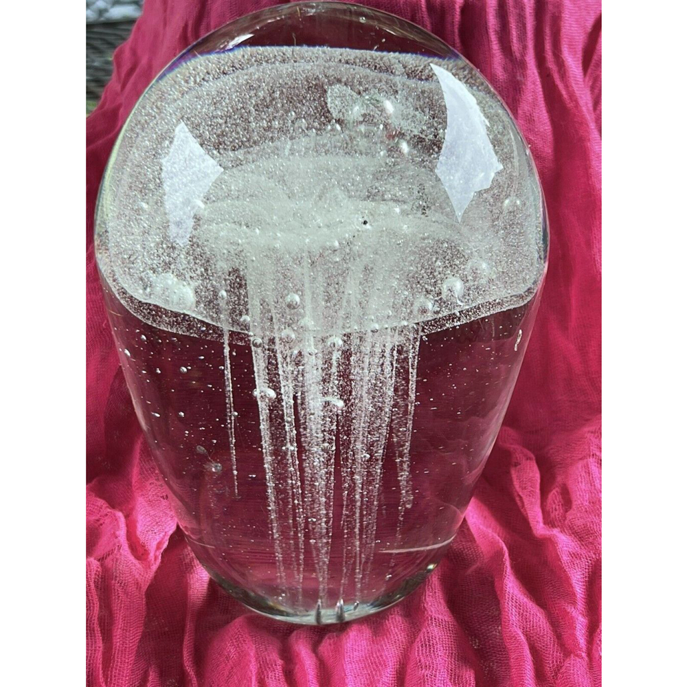Art Glass Vintage Paperweight Jelly Fish Floating Inside 4lbs